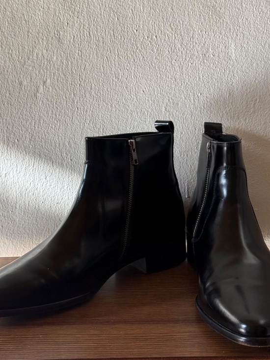 Costume National Black Leather Side Zip Ankle Boots EU 46 Men\'s Designer Chelsea main image 7